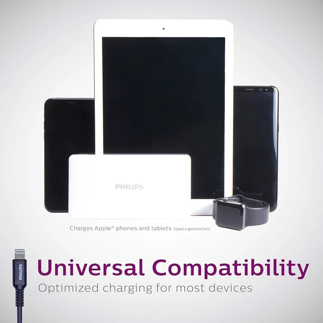 Alt view image 2 of 6 - Philips USB Charging Cable with Lightning Connector, 4ft. (1.2m) Black, Connect / Sync / Charge, Apple MFi Certified, Compatible with iPhone X / 8 / 7 / iPad / Beats Pill+ / & more, DLC4104V/37