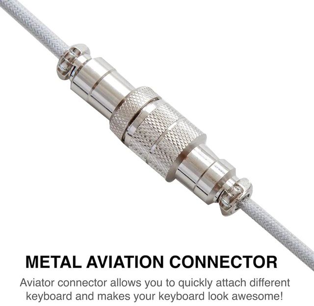 Alt view image 3 of 7 - GUNMJO Pro Custom Premium Coiled USB C Cable for Gaming Keyboard, Double-Sleeved Mechanical Keyboard Cable with Detachable Metal Aviator, 1.5M USB-C to USB-A, Marble Gray Color