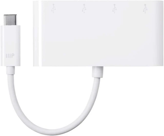 Alt view image 3 of 5 - Monoprice Select Series USB-C to 4X USB-A 3.0 Adapter