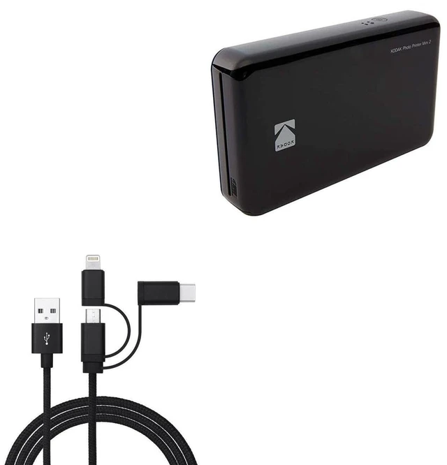 Main image of BoxWave Cable Compatible with Kodak Mini 2 Instant Photo Printer - AllCharge 3-in-1 Cable - Jet Black
