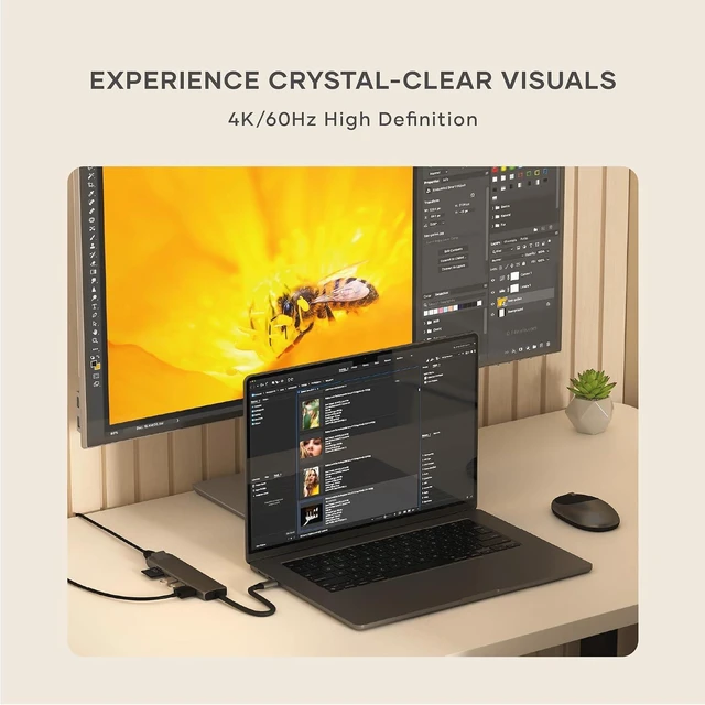 Alt view image 5 of 7 - Satechi 7-in-1 USB-C Hub with Ethernet, 4K/60Hz HDMI, Space Gray