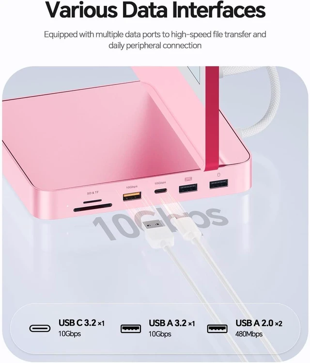 Alt view image 5 of 7 - 11-in-1 USB C Hub for iMac 24" M1/M3/M4 with M.2 NVMe 4TB SSD Enclosure