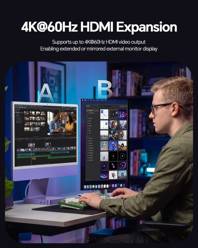 Alt view image 3 of 7 - 11-in-1 USB C Hub for iMac 24" M1/M3/M4 with M.2 NVMe 4TB SSD Enclosure