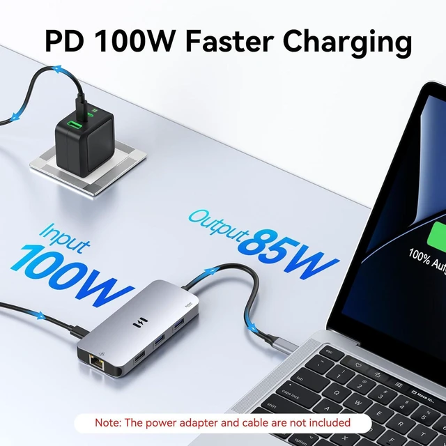 Alt view image 6 of 7 - USB C Adapters for MacBook Pro/Air, Selore 9 in 1 USB C Hub with 4K HDMI, 2 * 10Gbps USB-C 3.1 GEN2 Port, 1Gbps Ethernet, USB 3.1 10Gbps Data Ports, 2*USB 3.0 dongle for Dell, HP and More