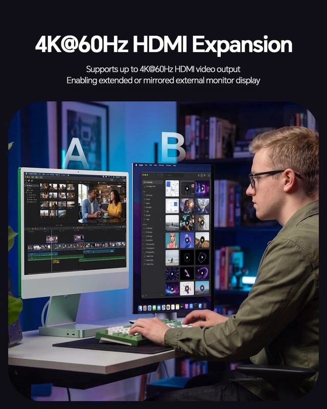 Alt view image 3 of 7 - 11-in-1 USB C Hub for iMac 24" 2021-2024 with M.2 NVMe 4TB SSD Enclosure