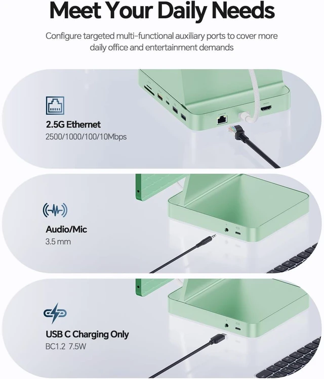 Alt view image 7 of 7 - 11-in-1 USB C Hub for iMac 24" 2021-2024 with M.2 NVMe 4TB SSD Enclosure