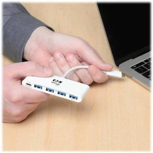Alt view image 3 of 4 - Tripp Lite U460-004-4A-C 4-Port USB 3.1 Gen 1 USB-C to USB-A Portable Hub with x4 USB-A and USB-C Charging Port 5 Gbps