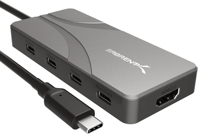 Main image of SABRENT OMNIPORT 7D USB C Hub & Docking Station, Dual Monitor 4K 60Hz HDMI + USB-C Video Out, 4X 10Gbps USB-C Ports, 100W PD Charging, for MacBook, Windows Laptops & Steam Deck (HB-UC7D)