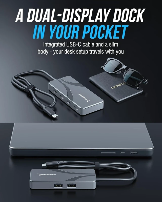 Alt view image 2 of 7 - SABRENT OMNIPORT 7D USB C Hub & Docking Station, Dual Monitor 4K 60Hz HDMI + USB-C Video Out, 4X 10Gbps USB-C Ports, 100W PD Charging, for MacBook, Windows Laptops & Steam Deck (HB-UC7D)