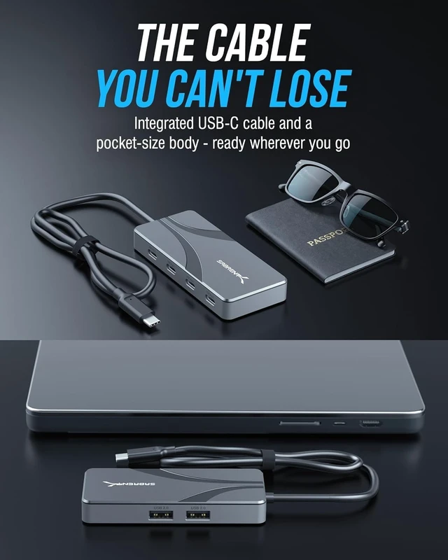 Alt view image 3 of 7 - SABRENT OMNIPORT 6B USB C Hub 6-Port, Splitter with 4X 10Gbps USB-C & 2X USB-A Ports, 100W PD Charging, Multi-Port USB-C to USB-C Data Hub for MacBook, Laptops & Tablets (HB-UC7C)