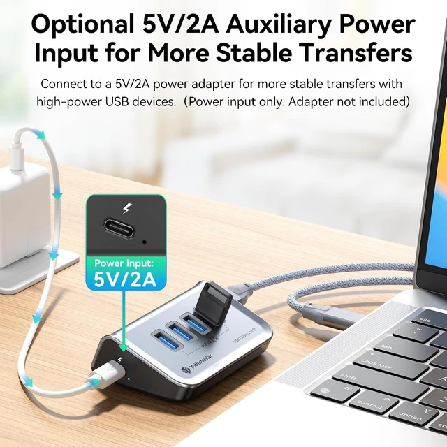 Alt view image 5 of 7 - Yottamaster 4-Port USB A Hub, 10Gbps USB 3.2 Gen 2 Desktop Hub