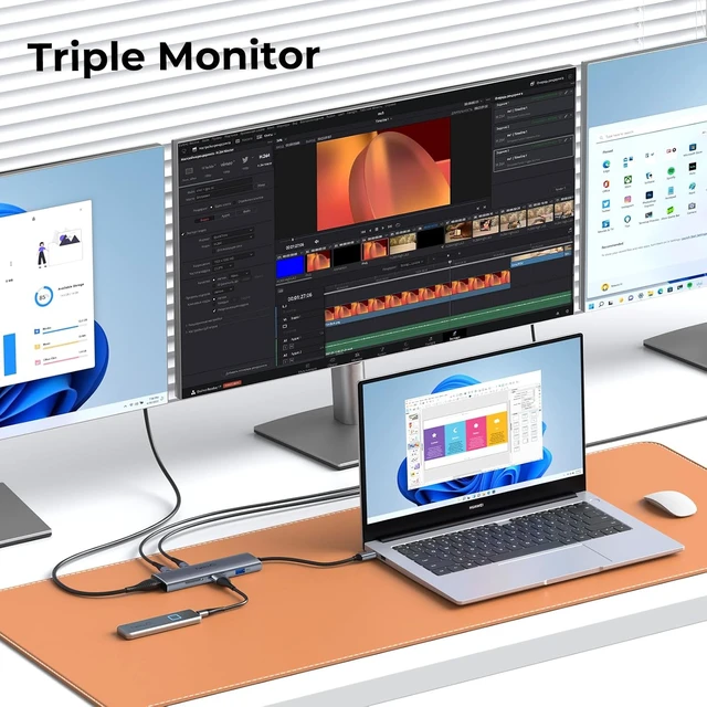 Alt view image 6 of 7 - NewQ 8-in-1 USB C Video Hub for USB-C PD Monitor & Portable Screen & HDMI