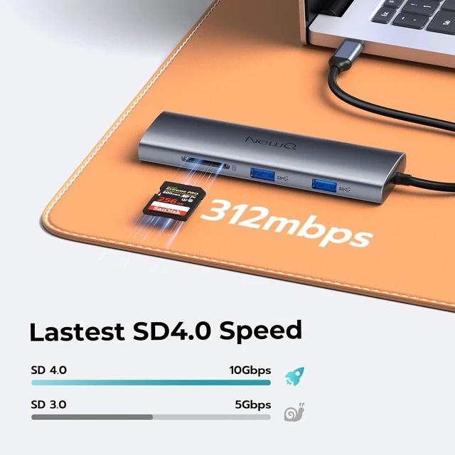 Alt view image 7 of 7 - NewQ 8-in-1 USB C Video Hub for USB-C PD Monitor & Portable Screen & HDMI