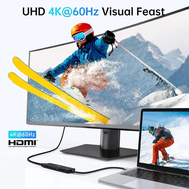 Alt view image 3 of 7 - USB C Hub HDMI Adapter for MacBook Pro/Air, 7 in 1 USBC Dongle with HDMI, microSD/SD Card Reader, USB C Data Port,100W PD, and 2 USB 3.0 Compatible for MacBook Pro/Air, Lenovo Thinkpad.