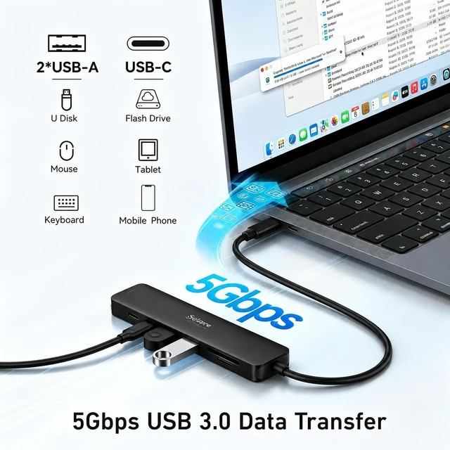 Alt view image 4 of 7 - USB C Hub HDMI Adapter for MacBook Pro/Air, 7 in 1 USBC Dongle with HDMI, microSD/SD Card Reader, USB C Data Port,100W PD, and 2 USB 3.0 Compatible for MacBook Pro/Air, Lenovo Thinkpad.