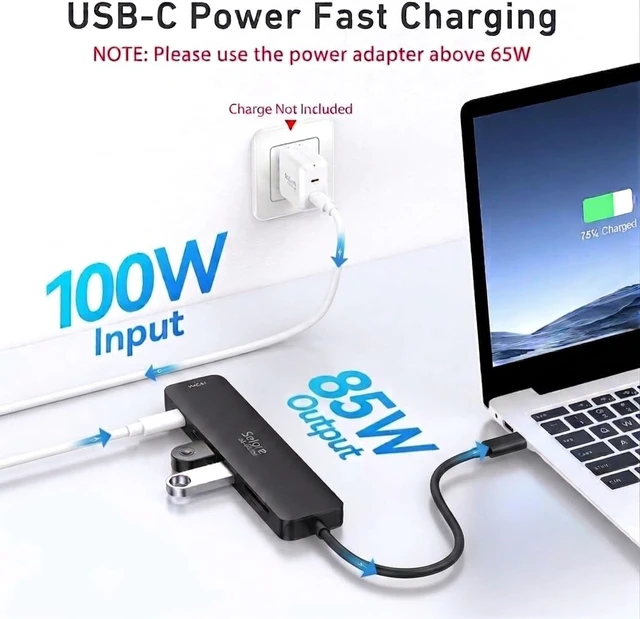 Alt view image 5 of 7 - USB C Hub HDMI Adapter for MacBook Pro/Air, 7 in 1 USBC Dongle with HDMI, microSD/SD Card Reader, USB C Data Port,100W PD, and 2 USB 3.0 Compatible for MacBook Pro/Air, Lenovo Thinkpad.