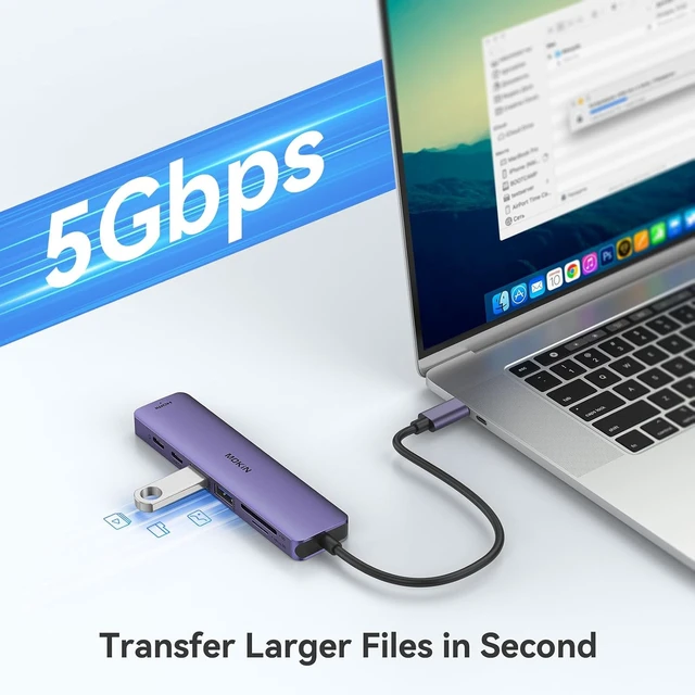 Alt view image 5 of 7 - USB C Hub HDMI Adapter for MacBook Pro/Air, MOKiN 7 in 1 USB C Dongle with HDMI, SD/TF Card Reader, USB C Data Port,100W PD, and 2 USB 3.0 Compatible for MacBook Pro/Air, Dell XPS, Lenovo Thinkpad.