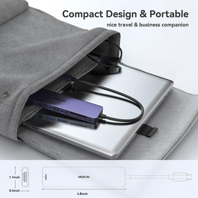 Alt view image 7 of 7 - USB C Hub HDMI Adapter for MacBook Pro/Air, MOKiN 7 in 1 USB C Dongle with HDMI, SD/TF Card Reader, USB C Data Port,100W PD, and 2 USB 3.0 Compatible for MacBook Pro/Air, Dell XPS, Lenovo Thinkpad.