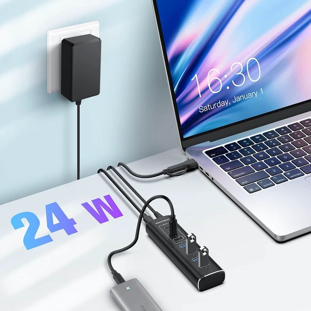 Alt view image 4 of 7 - RSHTECH 7Port Powered USB C Hub, 10Gbps USB 3.2(2C+1A), 4 USB-A 3.0 Ports