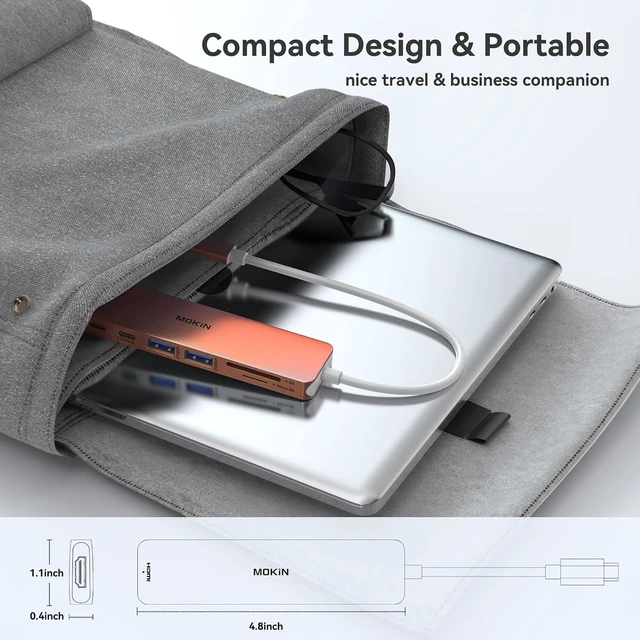 Alt view image 7 of 7 - USB C Hub HDMI Adapter for MacBook Pro/Air, MOKiN 7 in 1 USB C Dongle with HDMI, SD/TF Card Reader, USB C Data Port,100W PD, and 2 USB 3.0 Compatible for MacBook Pro/Air, Dell XPS, Lenovo Thinkpad.