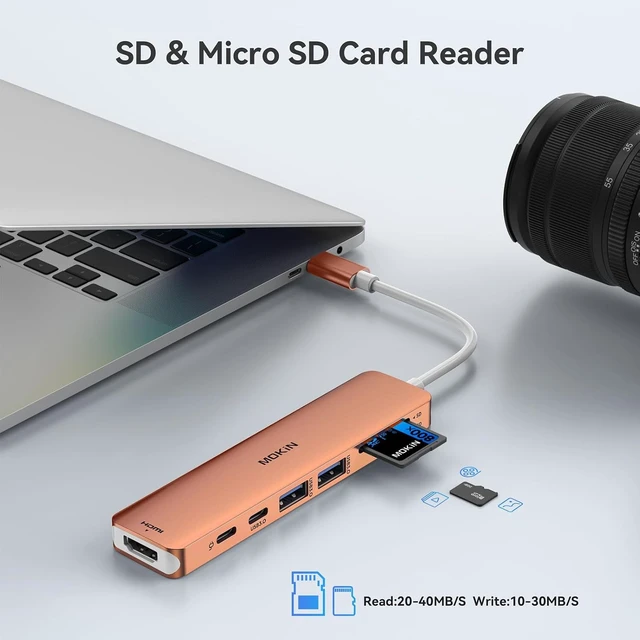 Alt view image 6 of 7 - USB C Hub HDMI Adapter for MacBook Pro/Air, MOKiN 7 in 1 USB C Dongle with HDMI, SD/TF Card Reader, USB C Data Port,100W PD, and 2 USB 3.0 Compatible for MacBook Pro/Air, Dell XPS, Lenovo Thinkpad.