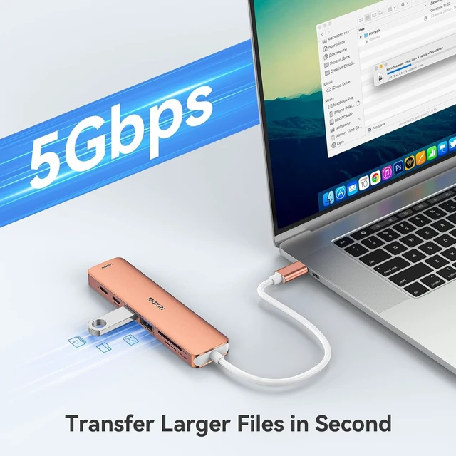 Alt view image 5 of 7 - USB C Hub HDMI Adapter for MacBook Pro/Air, MOKiN 7 in 1 USB C Dongle with HDMI, SD/TF Card Reader, USB C Data Port,100W PD, and 2 USB 3.0 Compatible for MacBook Pro/Air, Dell XPS, Lenovo Thinkpad.