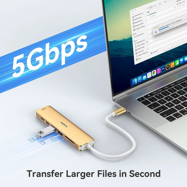 Alt view image 5 of 7 - USB C Hub HDMI Adapter for MacBook Pro/Air, MOKiN 7 in 1 USB C Dongle with HDMI, SD/TF Card Reader, USB C Data Port,100W PD, and 2 USB 3.0 Compatible for MacBook Pro/Air, Dell XPS, Lenovo Thinkpad.