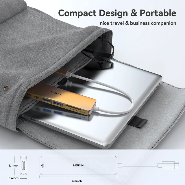 Alt view image 7 of 7 - USB C Hub HDMI Adapter for MacBook Pro/Air, MOKiN 7 in 1 USB C Dongle with HDMI, SD/TF Card Reader, USB C Data Port,100W PD, and 2 USB 3.0 Compatible for MacBook Pro/Air, Dell XPS, Lenovo Thinkpad.