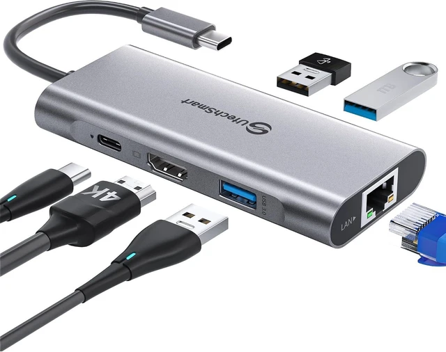 Main image of UtechSmart USB C Hub 2 Packs, USB C Ethernet Multiport Adapter, 6 in 1 USB C to HDMI Dock Compatible for MacBook Pro/Air, Chromebook, Dell XPS, HP(Gigabit Ethernet 100W PD 4K HDMI USB 3.0)