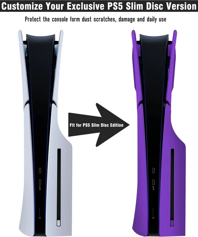 Alt view image 3 of 7 - Joso Face Plates Cover Cover for PS5 Slim Disc Edition with Cooling Vents, Anti-Scratch Dustproof, Easy to Install, Premium ABS Replacement Shell Case for PS5 Slim Console Accessories (Purple)