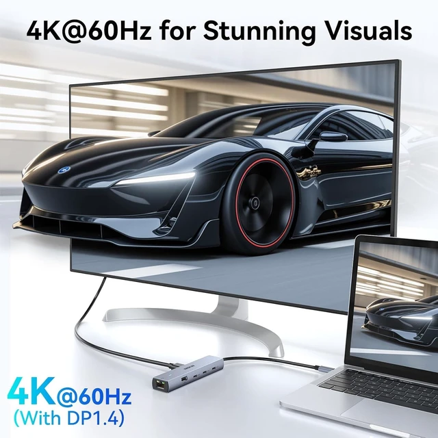 Alt view image 3 of 7 - MOKiN 10Gbps USB C Hub Ethernet, 7 in 1 USB C Adapter for MacBook Pro/Air with 4K@60HZ HDMI, 3*USB-C 10Gbps Data, RJ45, USB 2.0, 100W PD, USB C Dongle for MacBook Pro/Air/Dell/HP/Thinkpad/Lenovo.