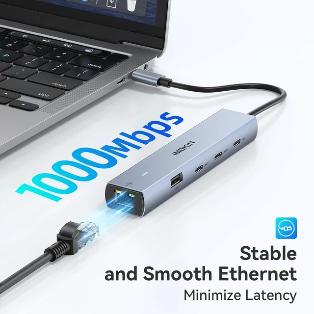 Alt view image 6 of 7 - MOKiN 10Gbps USB C Hub Ethernet, 7 in 1 USB C Adapter for MacBook Pro/Air with 4K@60HZ HDMI, 3*USB-C 10Gbps Data, RJ45, USB 2.0, 100W PD, USB C Dongle for MacBook Pro/Air/Dell/HP/Thinkpad/Lenovo.