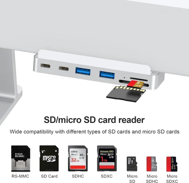 Alt view image 5 of 6 - 6-in-1 USB C Hub for iMac 24" (M1/M3), Multiport Adapter with 10Gbps Type-C, SD/TF Card Reader, Compatible with iMac 2021/2023 24"