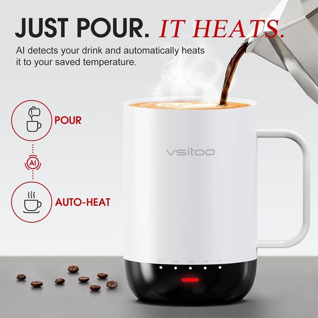 Alt view image 2 of 7 - VSITOO S3 Pro 16oz Smart Self Heating Coffee Mug with Temperature Control