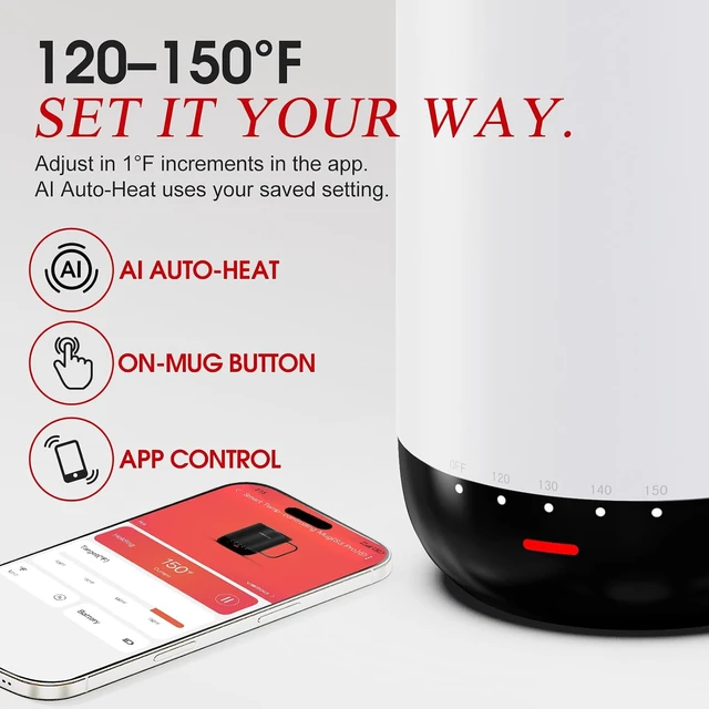 Alt view image 5 of 7 - VSITOO S3 Pro 16oz Smart Self Heating Coffee Mug with Temperature Control