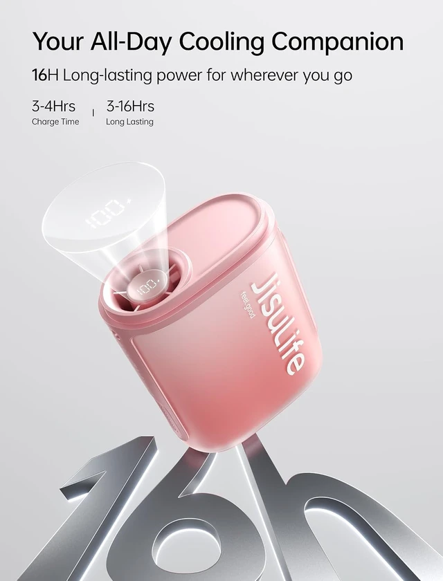Alt view image 4 of 7 - JISULIFE Portable Neck Fan 100 Speeds 40000RPM, Wearable Waist Clip on Fan