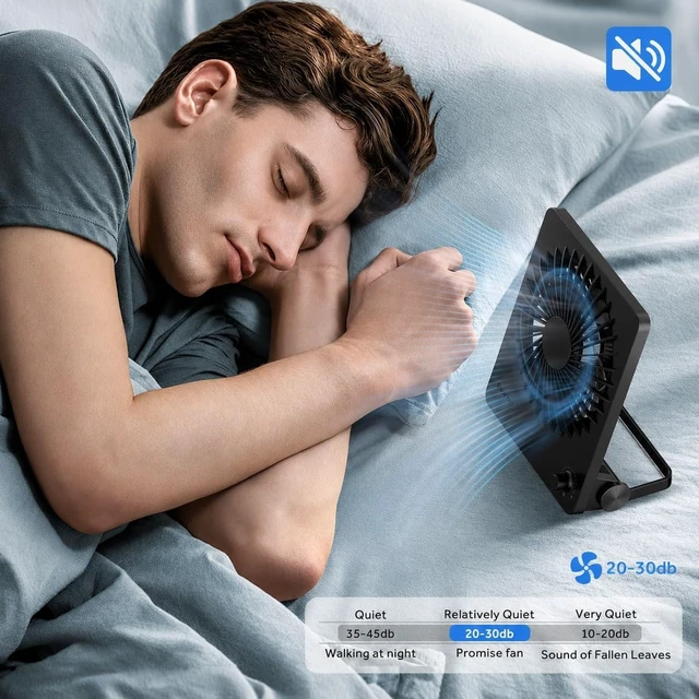 Alt view image 3 of 7 - EasyAcc Powerful Desk Fan, 6000 Long Battery-Life Rechargeable Portable Personal Travel Fan with Step-Less Speed Control, Quiet Desktop Fan for Travel Office Home Outdoor Cruise Sporting Events