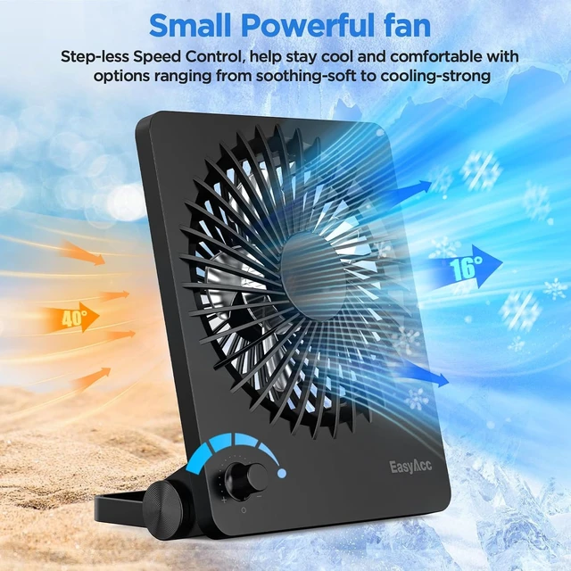 Alt view image 2 of 7 - EasyAcc Powerful Desk Fan, 6000 Long Battery-Life Rechargeable Portable Personal Travel Fan with Step-Less Speed Control, Quiet Desktop Fan for Travel Office Home Outdoor Cruise Sporting Events