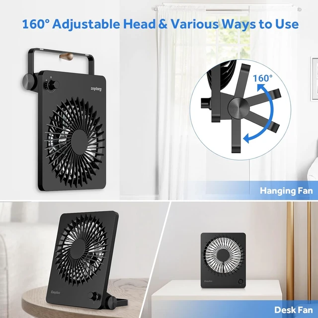 Alt view image 5 of 7 - EasyAcc Powerful Desk Fan, 6000 Long Battery-Life Rechargeable Portable Personal Travel Fan with Step-Less Speed Control, Quiet Desktop Fan for Travel Office Home Outdoor Cruise Sporting Events