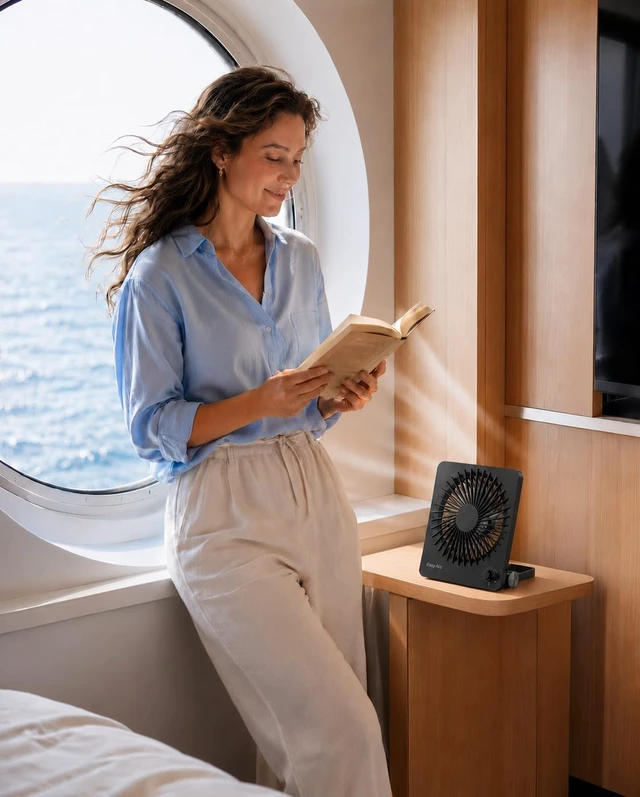Alt view image 7 of 7 - EasyAcc Powerful Desk Fan, 6000 Long Battery-Life Rechargeable Portable Personal Travel Fan with Step-Less Speed Control, Quiet Desktop Fan for Travel Office Home Outdoor Cruise Sporting Events