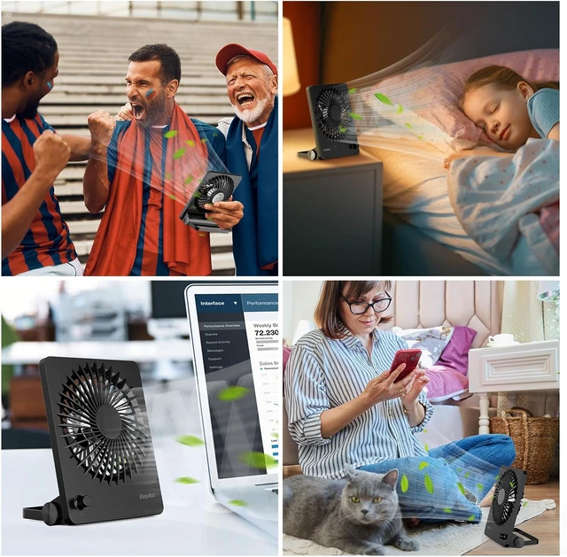 Alt view image 4 of 7 - EasyAcc Powerful Desk Fan, 6000 Long Battery-Life Rechargeable Portable Personal Travel Fan with Step-Less Speed Control, Quiet Desktop Fan for Travel Office Home Outdoor Cruise Sporting Events