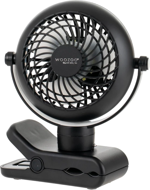 Main image of IRIS USA WOOZOO 3.5" Cordless Portable Clip On Fan, USB-C Rechargeable Fan, LED Light, Mosquito Repellent Tray, 360° Tilt, 3 Speeds,Bedside Kitchen Camping Golfing Outdoor Use, Black