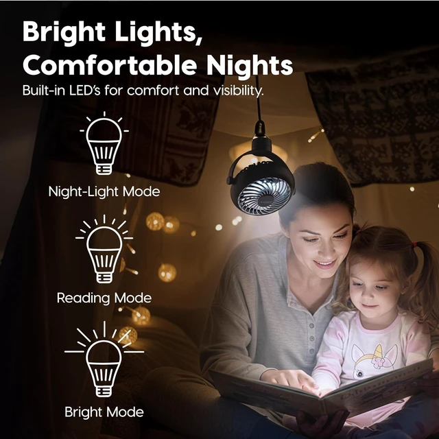 Alt view image 7 of 7 - IRIS USA WOOZOO 3.5" Cordless Portable Clip On Fan, USB-C Rechargeable Fan, LED Light, Mosquito Repellent Tray, 360° Tilt, 3 Speeds,Bedside Kitchen Camping Golfing Outdoor Use, Black