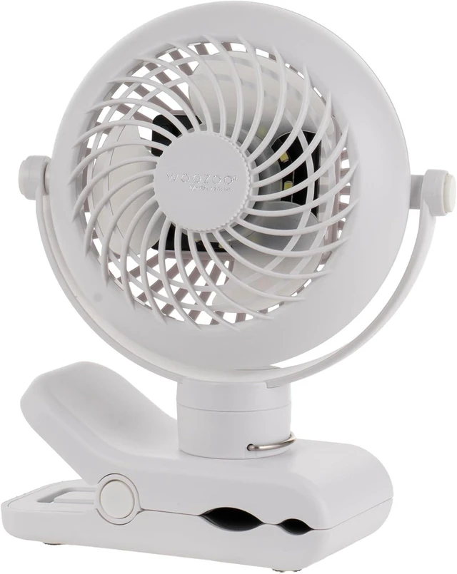 Main image of IRIS USA WOOZOO 3.5" Cordless Portable Clip On Fan, USB-C Rechargeable Fan, LED Light, Mosquito Repellent Tray, 360° Tilt, 3 Speeds,Bedside Kitchen Camping Golfing Outdoor Use, White