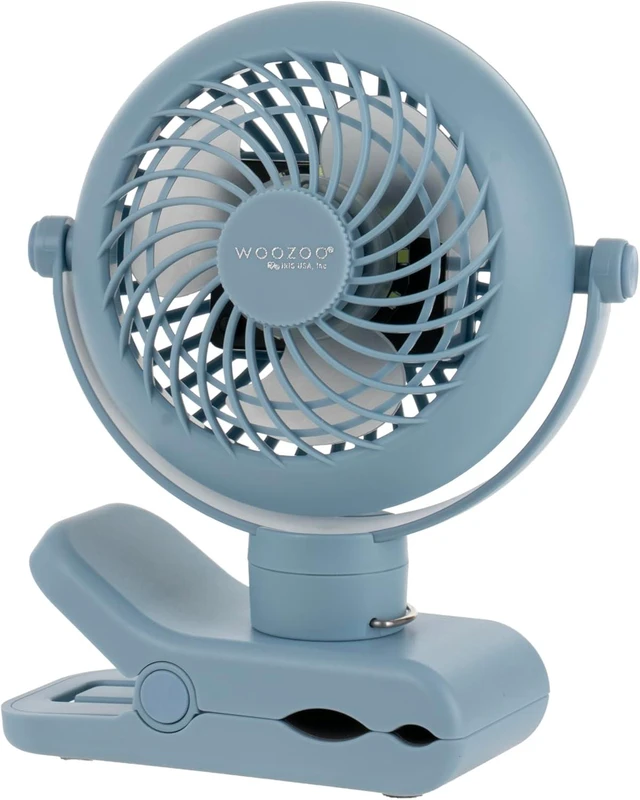 Main image of IRIS USA WOOZOO 3.5" Cordless Portable Clip On Fan, USB-C Rechargeable Fan, LED Light, Mosquito Repellent Tray, 360° Tilt, 3 Speeds,Bedside Kitchen Camping Golfing Outdoor Use, Blue