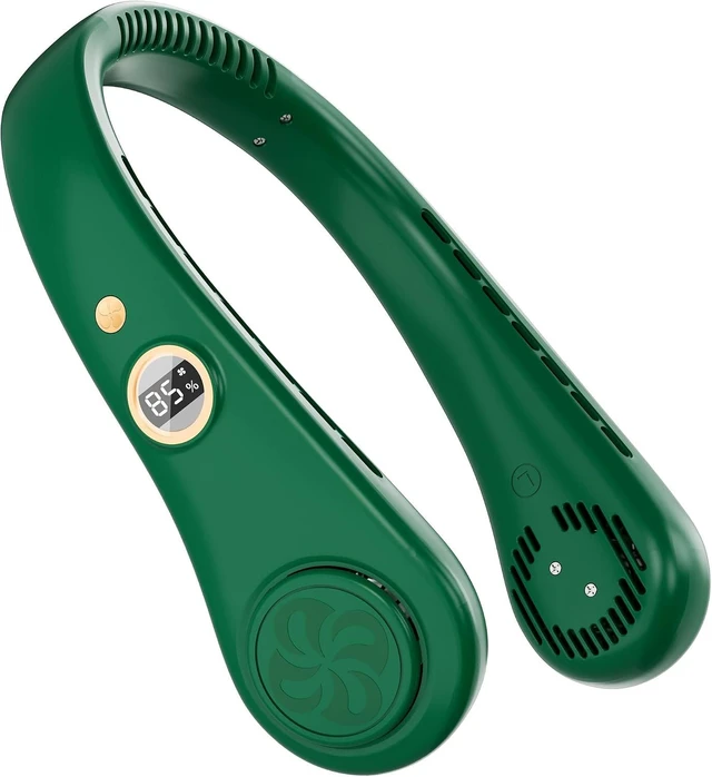 Main image of CHARGEWORX Portable Neck Fan Rechargeable USB, 5 Adjustable Modes, 4000 mAh Battery, 4-6 Hour Battery, Bladeless Fan Design, LCD Screen, Super Quiet Fan, 360° Coverage (Green)