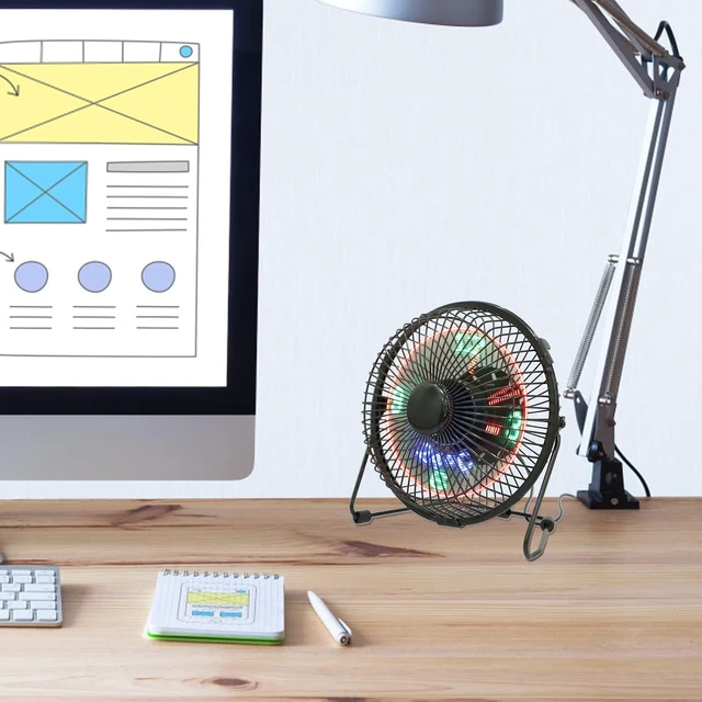 Alt view image 2 of 4 - OSALADI Mini Desktop USB LED Clock Cooling Fan Portable Metal Real time Calendar Temperature Display Fan for Home and Office