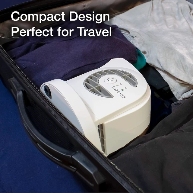 Alt view image 6 of 7 - Lasko MyCool D300 Mini USB Desk Fan with 40in. USB Cable and Bonus AC Adapter Small Quiet Portable Personal 2-Speed Fans for Staying Cool at Home, Work, Office, Dorm, Car, and Travel, White