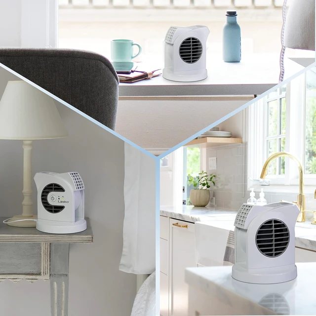 Alt view image 7 of 7 - Lasko MyCool D300 Mini USB Desk Fan with 40in. USB Cable and Bonus AC Adapter Small Quiet Portable Personal 2-Speed Fans for Staying Cool at Home, Work, Office, Dorm, Car, and Travel, White