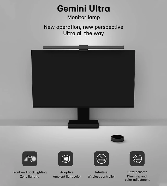 Alt view image 2 of 7 - Monitor Light Bar, Wireless Controller, Stepless Dimming Brightness & Color Temperature, Eye-Care Light Bar, No Screen Glare, Space Saving